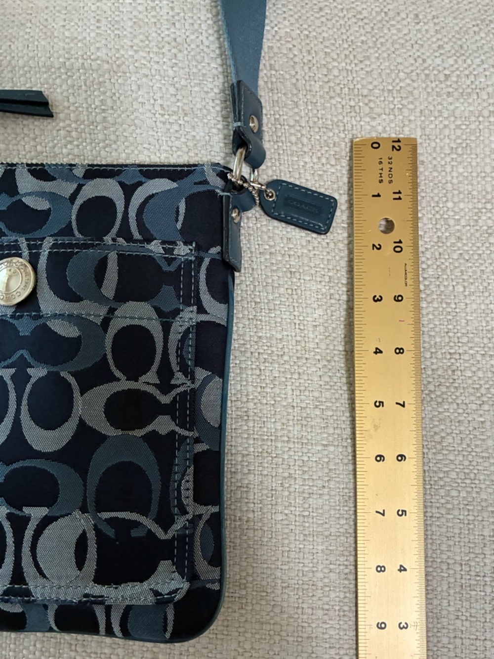Coach EUC Blue Signature Crossbody  Bag @9”x8” - Picture 13 of 14